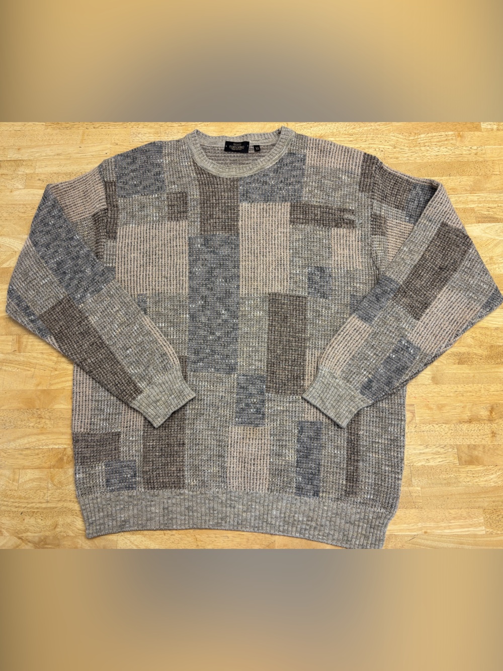 Vintage Riscatto Portofino Made in Italy Patchwork Textured Knit Sweater XL